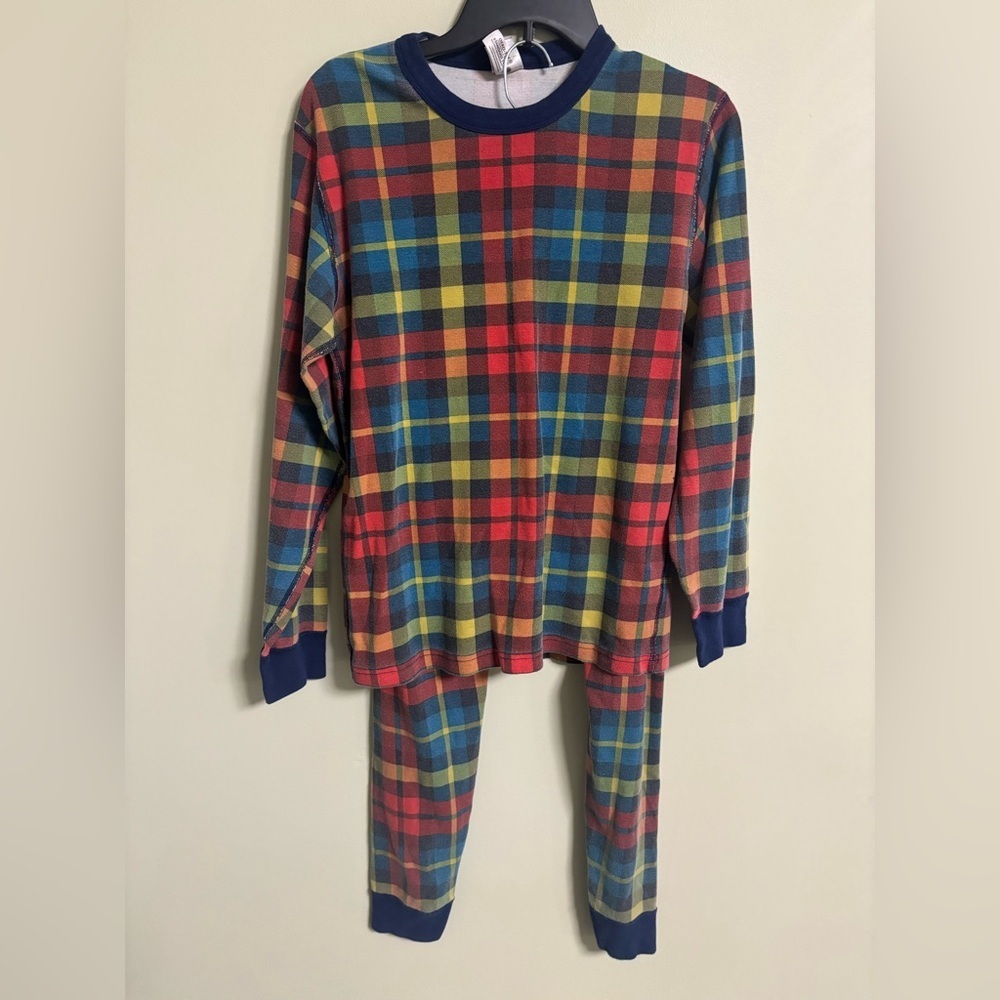 Hanna Andersson Long John Pajama Set Rainbow Plaid Unisex Size Medium Organic